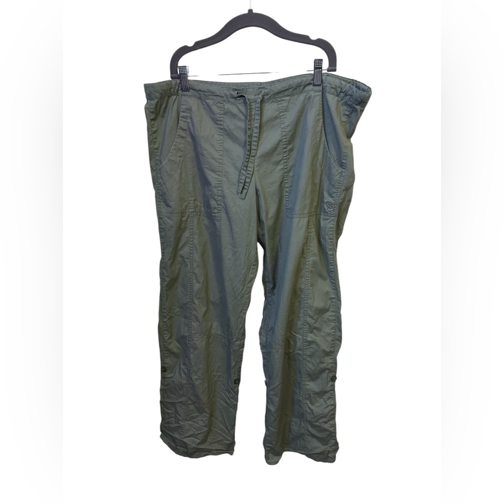 Danskin Now Green Cargo Pants Lightweight Cotton Straight Leg Y2K Style Inspire